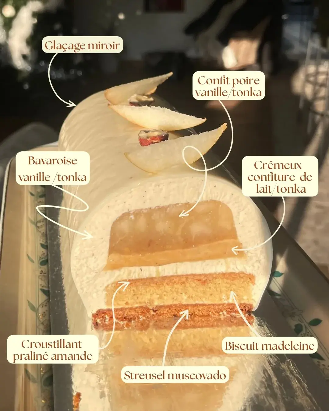 Bûche poire, vanille, tonka & confiture de lait, photo 2 sur 3